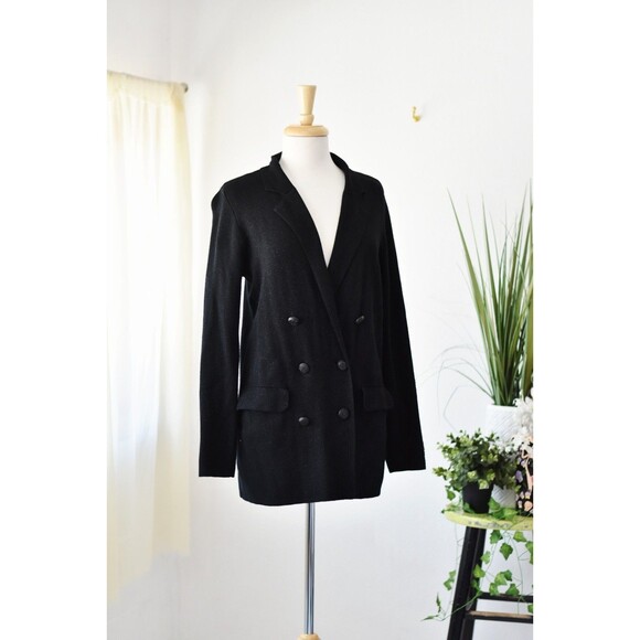 Express Jackets & Blazers - Express Oversized Knit Blazer Woman's S Black Double Breasted Office Career
